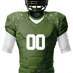 100% poliéster personalizado sublimado uniforme de fútbol americano para hombres transpirable verde aparejos sarga equipo corto Jersey delantero - Product Image 2