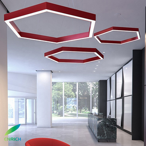 Permukaan halus liontin berbentuk heksagonal perlengkapan lampu Linear dengan warna rangka berbeda disetujui CE