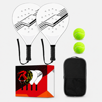 Raqueta de Pádel para Principiantes, Set de Raquetas de Tenis de Playa, 2 Palas, Pelotas y Bolsa, OEM Personalizado, Bajo Precio, Directo de Fábrica, Fibra de Carbono