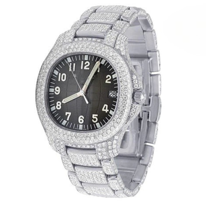 Montres Hip Hop 2025, cadran noir, serties de diamants, quartz, montres en acier inoxydable, lunette sertie de diamants, montre élite - Product Image 1