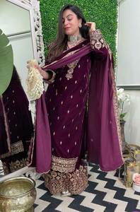 Ropa de fiesta de diseñador nuevo especial afgano ropa de boda de diseñador de terciopelo viscosa pesada Ropa Étnica India - Product Image 2