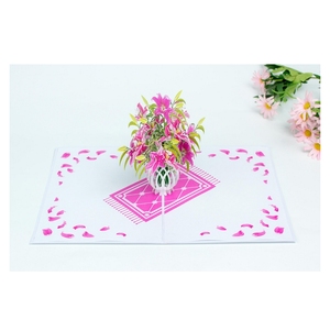 Producto superior, tarjeta emergente de lirios rosas, uso de Color personalizado para el Día DE LA Madre, precio razonable hecho en artesanía de Vietnam - Product Image 1
