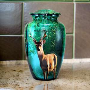 New Reindeer Classic Cremation <b>Urns</b> For Keepsake Ashes Lacquer Finish Wholesale Low Price Metal Funeral Burial <b>Urns</b> <b>Jars</b> Vases - Product Image 5