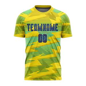 Camiseta de Fútbol Personalizada Amarilla y Azul, Sublimación de Poliéster, Secado Rápido, Transpirable, Camiseta de Equipo de Fútbol, Fabricante Mayorista OEM ODM - Product Image 1