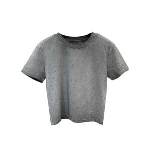 T-shirts pour hommes élégants décorés de strass personnalisés en coton lourd Clubwear Hip Hop à manches courtes mode Streetwear Tee - Product Image 1