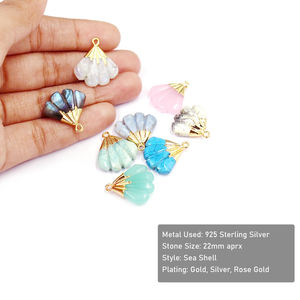 Collier de pierres précieuses Amazonite DIY avec argent sterling 925 en forme de coquillage pendentif à breloque en gros résultats de bijoux et composants - Product Image 3