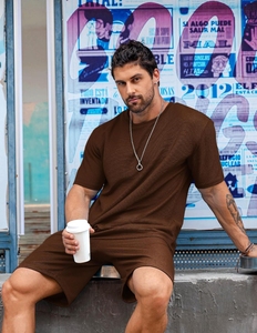 Custom <b>Men's</b> <b>Summer</b> Gym Workout Shorts and Short Sleeve <b>Shirts</b> Quick Dry Athletic Outfits Casual Style <b>for</b> Running - Product Image 1