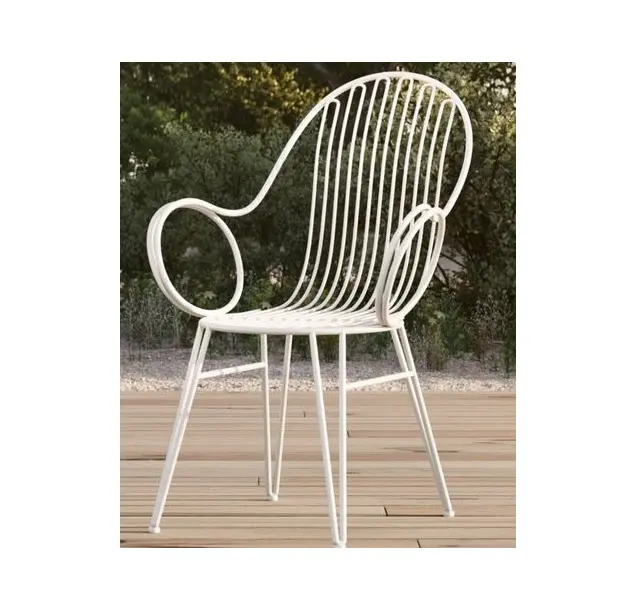 Khung kim loại dây lưới ghế tùy chỉnh thiết kế thủ công hiện đại ngoài trời sắt trắng dây ghế từ Ấn Độ