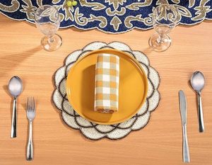 El mejor diseño temático, vajilla redondeada, mantel decorativo con cuentas de vidrio, Mantel Individual para fiestas y otras funciones - Product Image 2