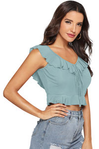 Tops cortos exclusivos de alta demanda de Indian Boutique, ropa occidental cómoda para fiestas con mangas sin mangas, tejido de punto Premium - Product Image 2
