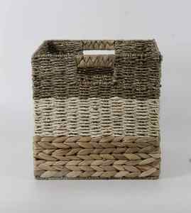 Vente en gros de paniers versatiles pliables de forme carrée en jacinthe d'eau naturelle pour le Vietnam Vintage OEM/ODM fait à la main pour jonc de mer - Product Image 3