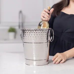 OEM a granel de acero inoxidable martillado Cubo de vino maneja plata gris 5L capacidad ecológica para cerveza | Venta al por mayor - Product Image 5