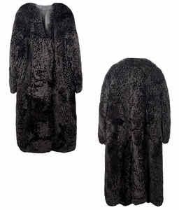 Manteau long en laine pour femmes avec <span class=keywords><strong>fourrure</strong></span> de mouton, style élégant, vestes en cuir pour femmes - Product Image 3