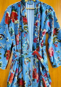 Handmade Velvet <b>Kimono</b>, Floral Print Velvet <b>Kimono</b> <b>Robes</b>, <b>Long</b> Cotton Velvet <b>Robes</b>, Soft Winter <b>Robes</b>, Winter <b>Kimono</b> Gift for h - Product Image 2