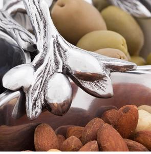 Compartimento de aluminio personalizado para condimentos, Bol de servicio con diseño de oliva, acabado pulido con espejo, usado para servir frutas secas, 3 compartimentos - Product Image 5