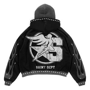 Servicio de OEM/ODM Sudaderas con capucha de diseño de impresión de soplo hechas a medida para hombre Sudadera con capucha de lana de algodón 100% de alta calidad - Product Image 3