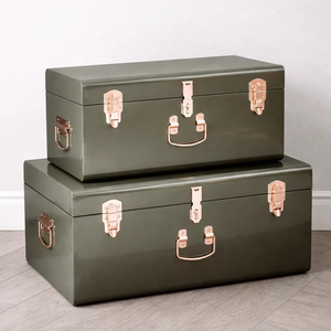 White and Gold Handmade <b>Metal</b> Material Iron <b>Storage</b> <b>Trunk</b> Set of 3 Pcs Nested Tin Black <b>Trunk</b> <b>Storage</b> Box - Product Image 1