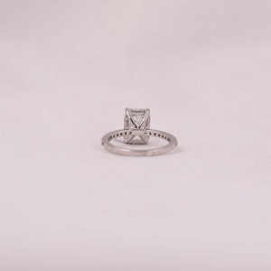 Radiant Cut Lab Grown Diamond Engagement Ring Hidden Halo 14K <b>Solid</b> Gold Trendy Style IGI Certificate Women's Fashion Gift Ring - Product Image 4