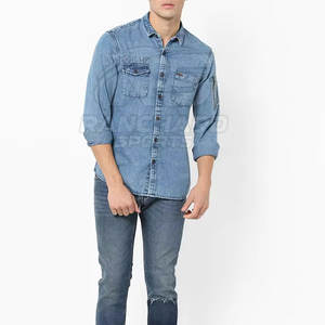 Camisa de Mezclilla Elegante para Hombre, Estilo Retro, Corte Ajustado, Camisa Informal de Manga Larga para Hombre, Camisa de Mezclilla Cómoda para Trabajar o para la Calle - Product Image 4