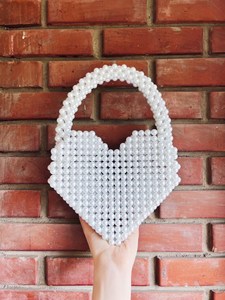 <b>Ivory</b> Pearl Beaded Hobo Bag Handmade Statement Purse | Elegant Bead Shoulder Bag | Vintage Style Bridal <b>Handbag</b> | - Product Image 2