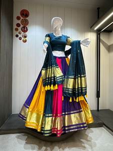 Navratri Lehenga Choli especial Navratri Chaniya Choli para mujeres ropa tradicional india Lehenga Choli nupcial Algodón puro Lehenga - Product Image 4