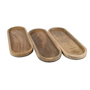 Plateau de service rectangulaire en bois traditionnel personnalisé, bois massif naturel, passe au micro-ondes, léger, écologique, vaisselle de mariage - Product Image 1