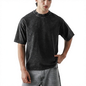 T-shirt personnalisé à épaules tombantes en coton respirant et durable, coupe oversize, effet délavé, style streetwear, fournisseur en gros OEM et marque privée - Product Image 1