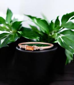 Baguette Cut Golden Sunstone Ring Diseño clásico 925 Sterling Silver Gold Filled Women Girl Compromiso Anillos de boda - Product Image 4