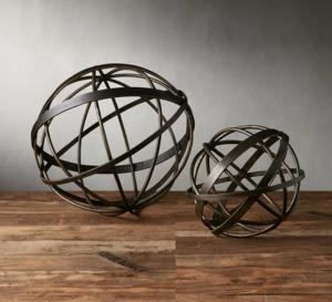 Sculpture en métal chère pour pièce maîtresse de table Sculpture de boule à la main décoration de table finie noire antique à vendre - Product Image 5