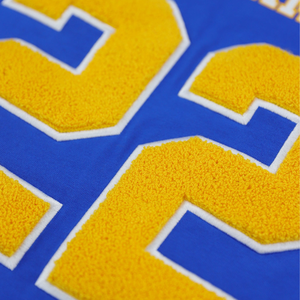 Sigma Gamma Rho Oversized Football Jersey Tee Royal Blue Womens Greek Letter Shirt SGR Chenille Number Top Casual Fit - Product Image 4