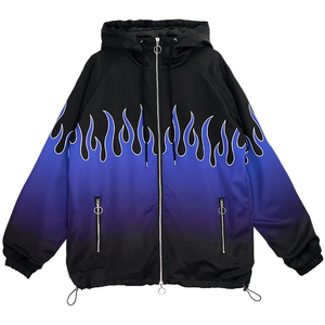 Veste Anorak Classique Décontractée Imprimé Flamme Personnalisable Imperméable Respirante Coupe-Vent Grandes Poches Disponibles Grandes Tailles pour Hommes - Product Image 1