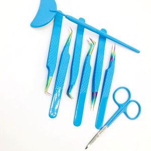 Pinzas de extensión de pestañas con recubrimiento de polvo rosa claro de 90 grados de alta calidad, lado trasero, diseño de corazón, Punta dorada, instrumentos de belleza - Product Image 4