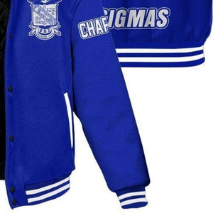 Phi Beta Sigma แจ็กเก็ตเลตเทอร์แมนแจ็กเก็ตสไตล์นักศึกษาปักลาย1914สีฟ้าขาว - Product Image 6