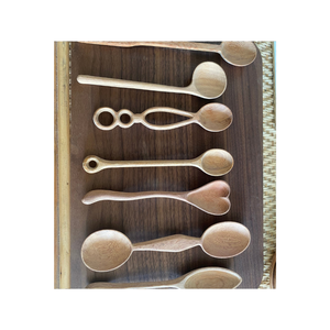 Utensilios de cocina de madera de bambú redondo Natural 100%, cuchara de madera de teca de Vietnam con mango largo, cucharón de sopa de fideos en forma de corazón - Product Image 1
