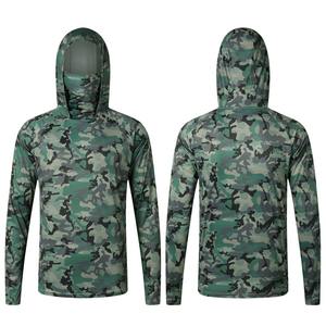 Impression de poisson à manches longues personnalisée séchage rapide UPF50 + protection solaire chemises à capuche de pêche vêtements de pêche UV avec couvre-visage - Product Image 1