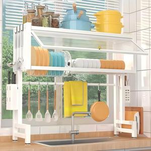 ชั้นวางจานเหนืออ่างล้างจานขนาด 65 ซม.-105 ซม. พร้อมบานประตูตู้, ชั้นวางของในครัว, ชั้นวางกันฝุ่นสำหรับวางบนเคาน์เตอร์ - Product Image 2