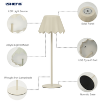 Lampe de chevet sans fil moderne en fer de style nordique en forme de fleur pour la salle d'étude, décoration de la maison, LED rechargeable à piles, simple