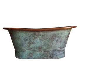 Bañera de cobre hecha a mano de lujo más vendida Acabado de pátina azul y verde Experiencia de baño de nueva apariencia - Product Image 1