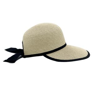 Wholesale Large Brim Cloche Paper Hat for Ladies Hand Embroidered Tail Hollow <b>Bow</b> <b>Tie</b> Daily Beach Outdoor Casual Use Travel - Product Image 4