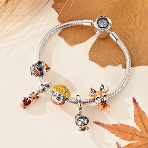 MULA Silver Autumn Series- Apple Deer Pendant Charms para pulsera con circón para fiesta o regalo de boda - Product Image 5