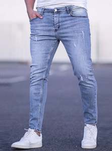 กางเกงยีนส์ดีไซน์ใหม่สำหรับผู้ชาย ระบายอากาศได้ดี ล้างสีอ่อน ทรงสลิมตรง สไตล์ลำลอง - Product Image 4