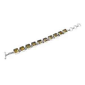 Bracelet chaîne classique en argent plaqué avec topaze sertie clos, bijou unisexe, cadeau de marque du Rajasthan - Product Image 3