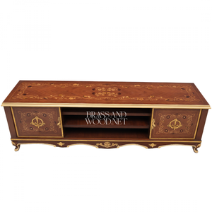 Classic Luxury Wooden <b>TV</b> Stand With Inlay And Open <b>Shelf</b> - Product Image 1