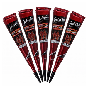 New Trending Bright Maroon <b>Henna</b> <b>Cones</b> Tube Smooth Easy Flow Ammonia-Free Pin-Point Nozzle Used for Wedding Ceremonies Paste - Product Image 1