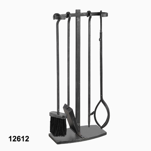 Ensemble d'outils de cheminée torsadés forgés à la main, ensemble de feu en métal robuste avec poker, pelle, pinces, brosse, support pour intérieur et extérieur - Product Image 5