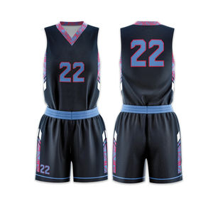 Vente flash, uniformes de basket-ball en polyester 100%, dernier design, respirants, ensemble d'uniformes de basket-ball - Product Image 1