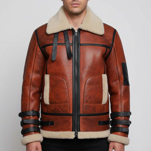 Veste en cuir pour homme de grande taille, logo brodé personnalisé, couleur, fermeture éclair intégrale, veste en cuir d'hiver pour homme - Product Image 6