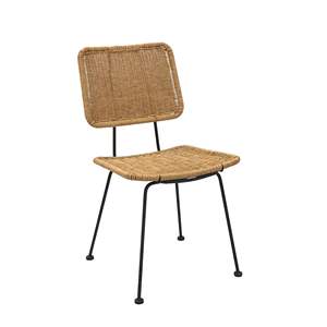 Silla de comedor de ratán minimalista moderna, asiento de mimbre tejido a mano con marco de metal negro para uso doméstico o en el parque - Product Image 5