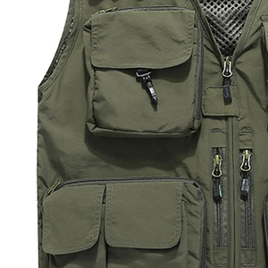 Gilet cargo respirant multi-poches pour hommes en coton et polyester sur mesure avec multi-poches - Product Image 6