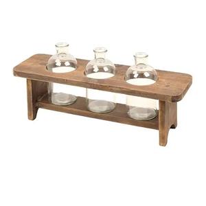 Support à fleurs en bois avec 3 vases à bouteilles - Product Image 5